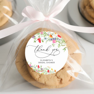 Pegatina Redonda Agradecimiento para Desayuno Nupcial Floral Elegan
