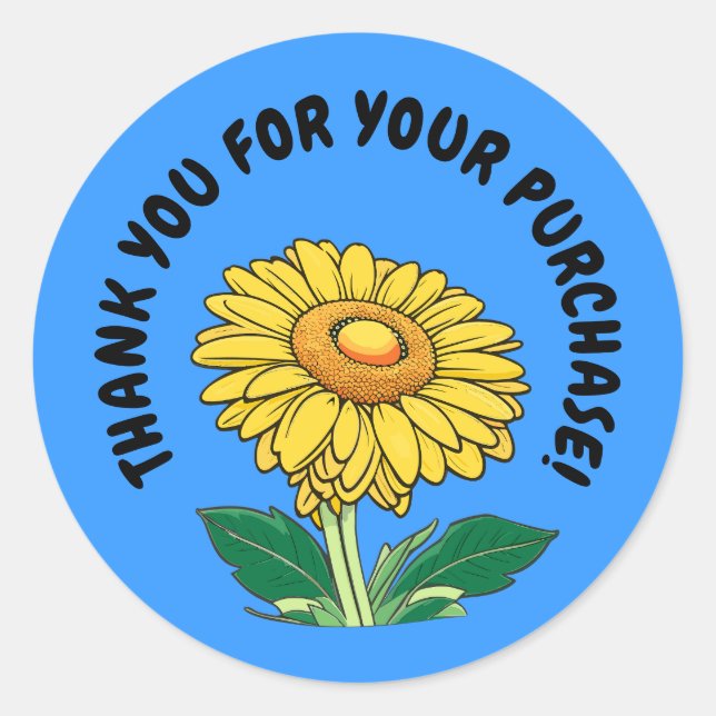 Pegatina Redonda Agradecimiento personalizable Girasol (Anverso)