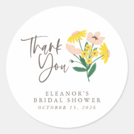 Pegatina Redonda Agradecimiento personalizado a las flores silvestr