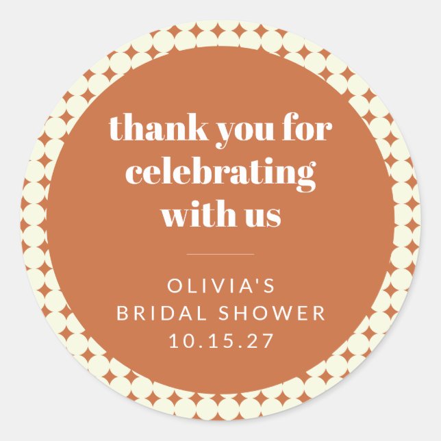 Pegatina Redonda Agradecimiento personalizado moderno para ducha de (Anverso)