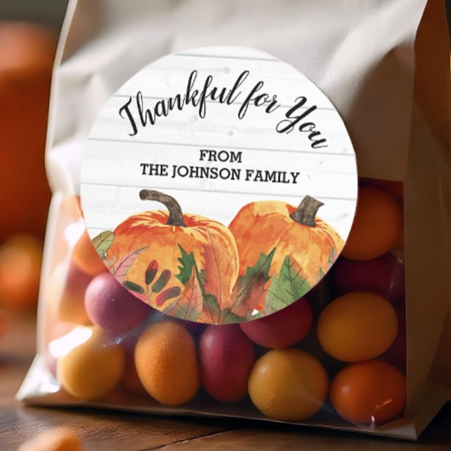 Pegatina Redonda Agradecimiento personalizado por ti (Personalized Thankful for You Sticker)
