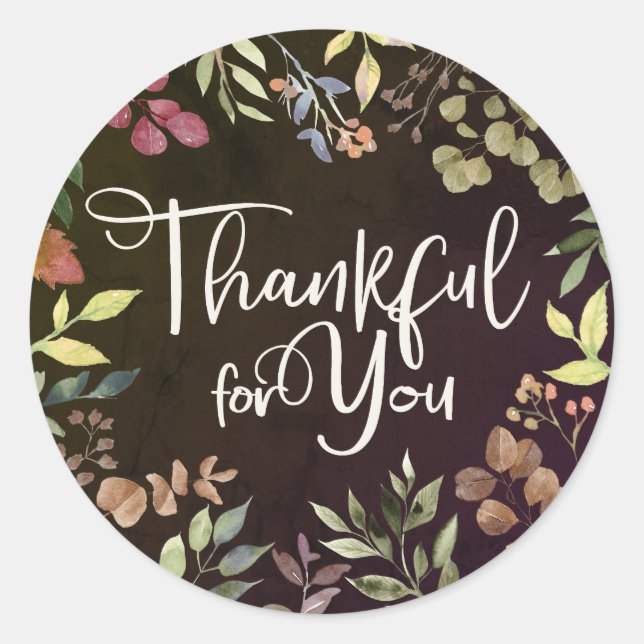 Pegatina Redonda Agradecimiento Por Usted - Día de Acción de Gracia (Anverso)