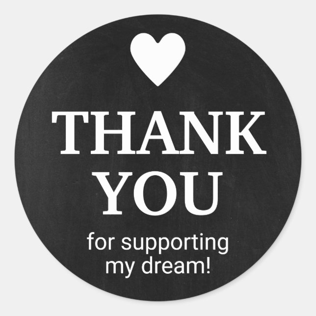 Pegatina Redonda Agradecimiento sobre paquete comercial (Anverso)