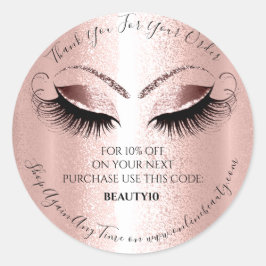 Pegatina Redonda Agradecimiento Solicitar Extensión De Lash Rosa De