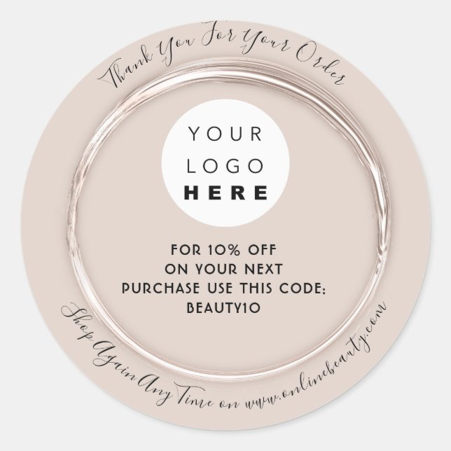 Pegatina Redonda Agradecimiento Solicitud de código de descuento de (Anverso)