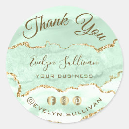 Pegatina Redonda Agradecimiento verde marino Gracias