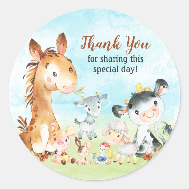 Pegatina Redonda Agradecimientos de acuarela (Anverso)