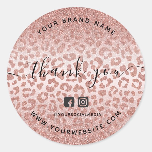 Pegatina Redonda Agradecimientos de impresión de animales de oro Ro (Anverso)