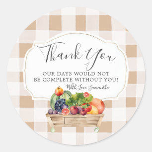 Pegatina Redonda Agradecimientos en el mercado de hortalizas cultiv