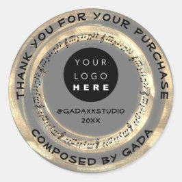 Pegatina Redonda Agradecimientos Logotipo de música de compras Nota