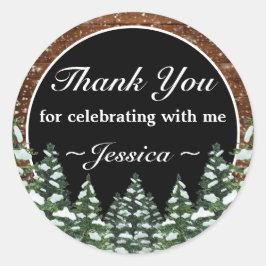 Pegatina Redonda Agradecimientos por el cumpleaños de Pine en la Se