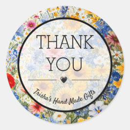 Pegatina Redonda Agradecimientos salvajes de verano Pequeñas empres