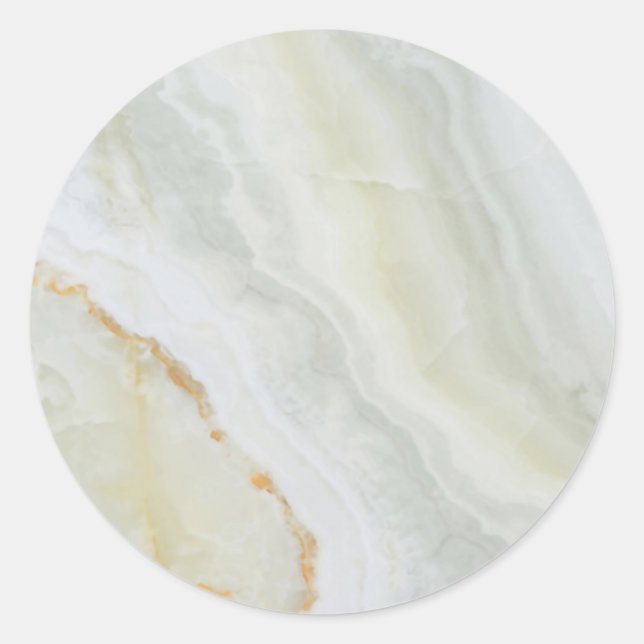 Pegatina Redonda Agrega tu logo Mármol dorado Blanco Moderno Elegan (Anverso)