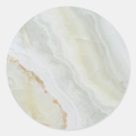 Pegatina Redonda Agrega tu logo Mármol dorado Blanco Moderno Elegan
