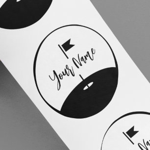 Pegatina Redonda Agrega tu nombre de golf