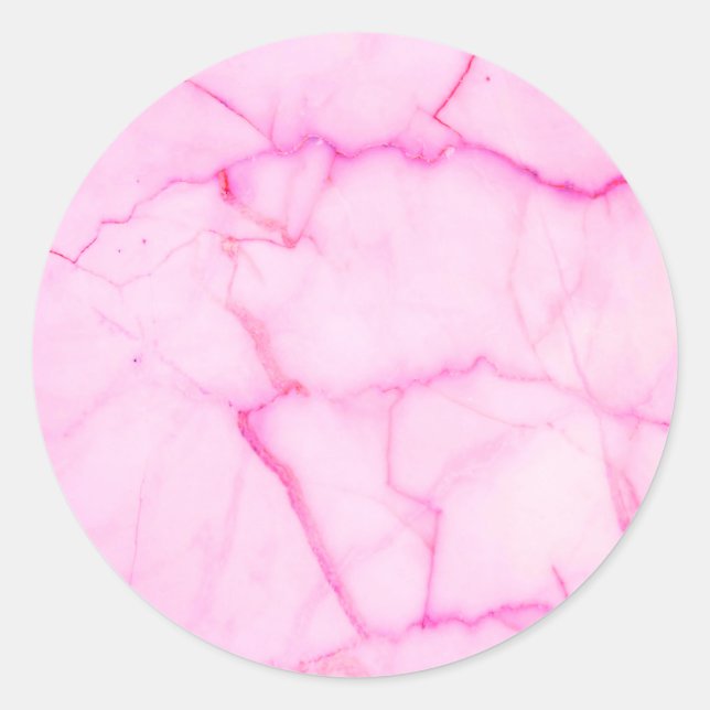 Pegatina Redonda Agrega tu texto Mármol Pastel Rosa (Anverso)
