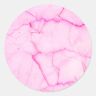 Pegatina Redonda Agrega tu texto Mármol Pastel Rosa