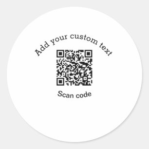 Pegatina Redonda Agrega tu texto personalizado código QR de escaneo