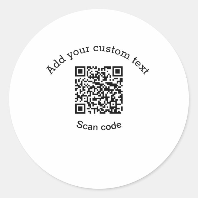 Pegatina Redonda Agrega tu texto personalizado código QR de escaneo (Anverso)