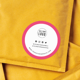 Pegatina Redonda Agregar marca de medios sociales de borde de Perso