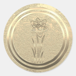 Pegatina Redonda Agregar texto Narciso Amarillo Dorado Marzo 