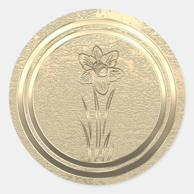 Pegatina Redonda Agregar texto Narciso de oro marzo  (Anverso)