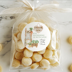 Pegatina Redonda Agrícola de cosecha local Rústica Baby Shower grac