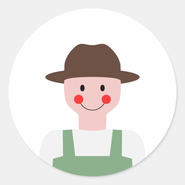 Pegatina Redonda Agricultor (Anverso)
