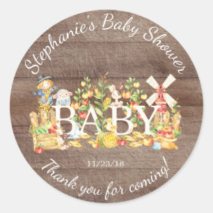 Pegatina Redonda Agricultores comercializan Baby Shower Favor Pegat
