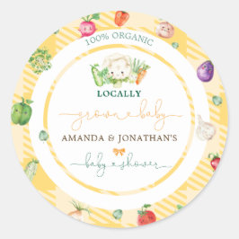 Pegatina Redonda Agricultores comercializan productos vegetales Bab