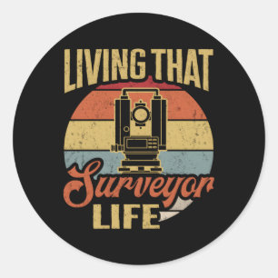 Pegatina Redonda Agrimensura de tierras