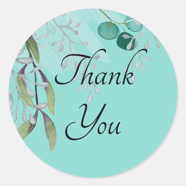 Pegatina Redonda Agua azul verde azulada Eucalyptus (Anverso)