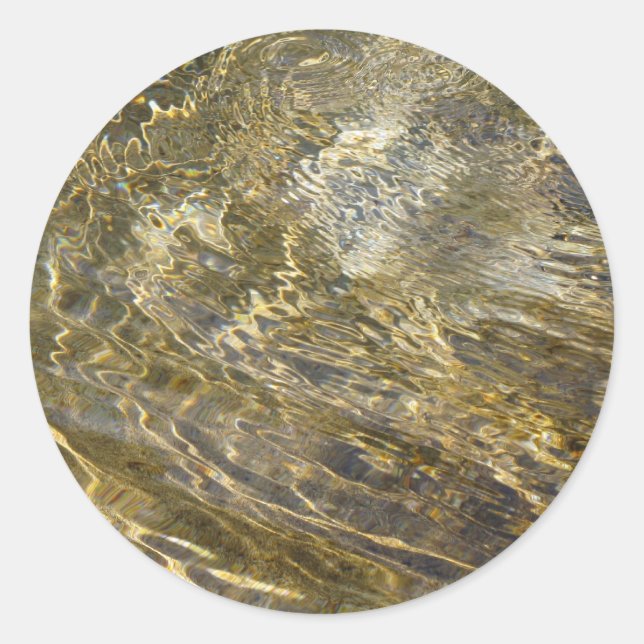 Pegatina Redonda Agua de la fuente dorada (Anverso)