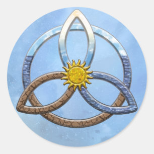 Pegatina Redonda Agua del aire de la tierra de Triquetra