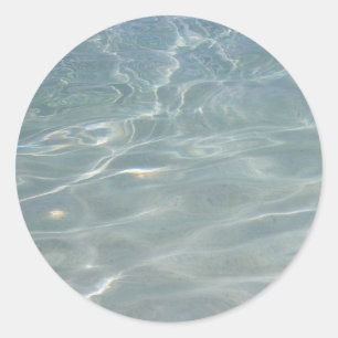 Pegatina Redonda Agua del Caribe Abstracto Azul Naturaleza