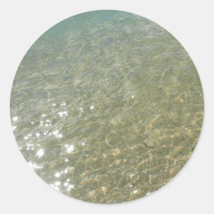 Pegatina Redonda Agua en la Playa I Fotografía de Naturaleza Abstra