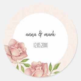 Pegatina Redonda Agua para Rosas Lilac blandos