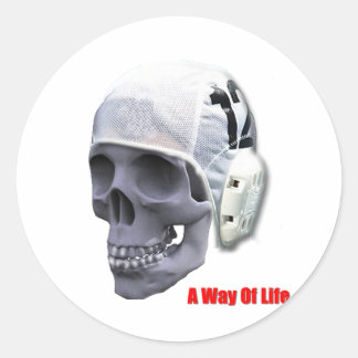 Pegatina Redonda agua-polo-cráneo