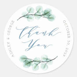 Pegatina Redonda Agua Suculenta Moda Jardín Boda Gracias