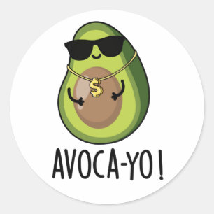 Pegatina Redonda Aguacate a-yo Funny Guay Aguacate Pun