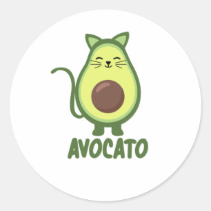 Pegatina Redonda Aguacate Cat Funny Comida Verde