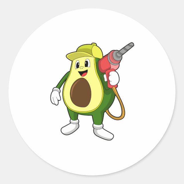 Pegatina Redonda Aguacate como artesano con taladro (Anverso)