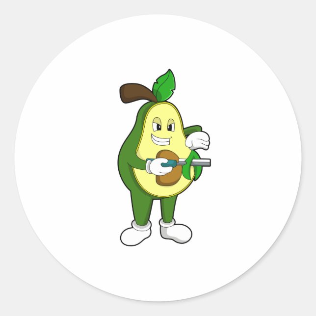 Pegatina Redonda Aguacate como peluquero con Razor (Anverso)