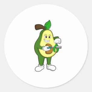 Pegatina Redonda Aguacate como peluquero con Razor