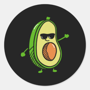 Pegatina Redonda Aguacate de baile lindo - Gráficos de aguacate de 