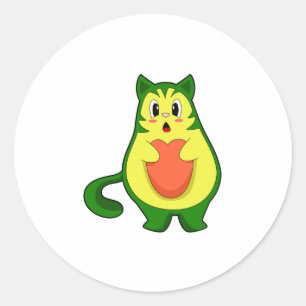 Pegatina Redonda Aguacate de gato