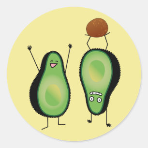 Pegatina Redonda Aguacate divertido aguacero verde