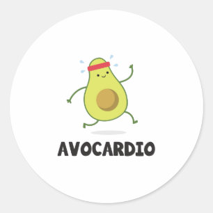 Pegatina Redonda Aguacate divertido cardiio de la fruta tropical
