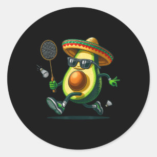 Pegatina Redonda Aguacate Divertido Mostrando Habilidades de Bádmin
