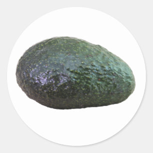 Pegatina Redonda Aguacate entero fresco de color verde oscuro